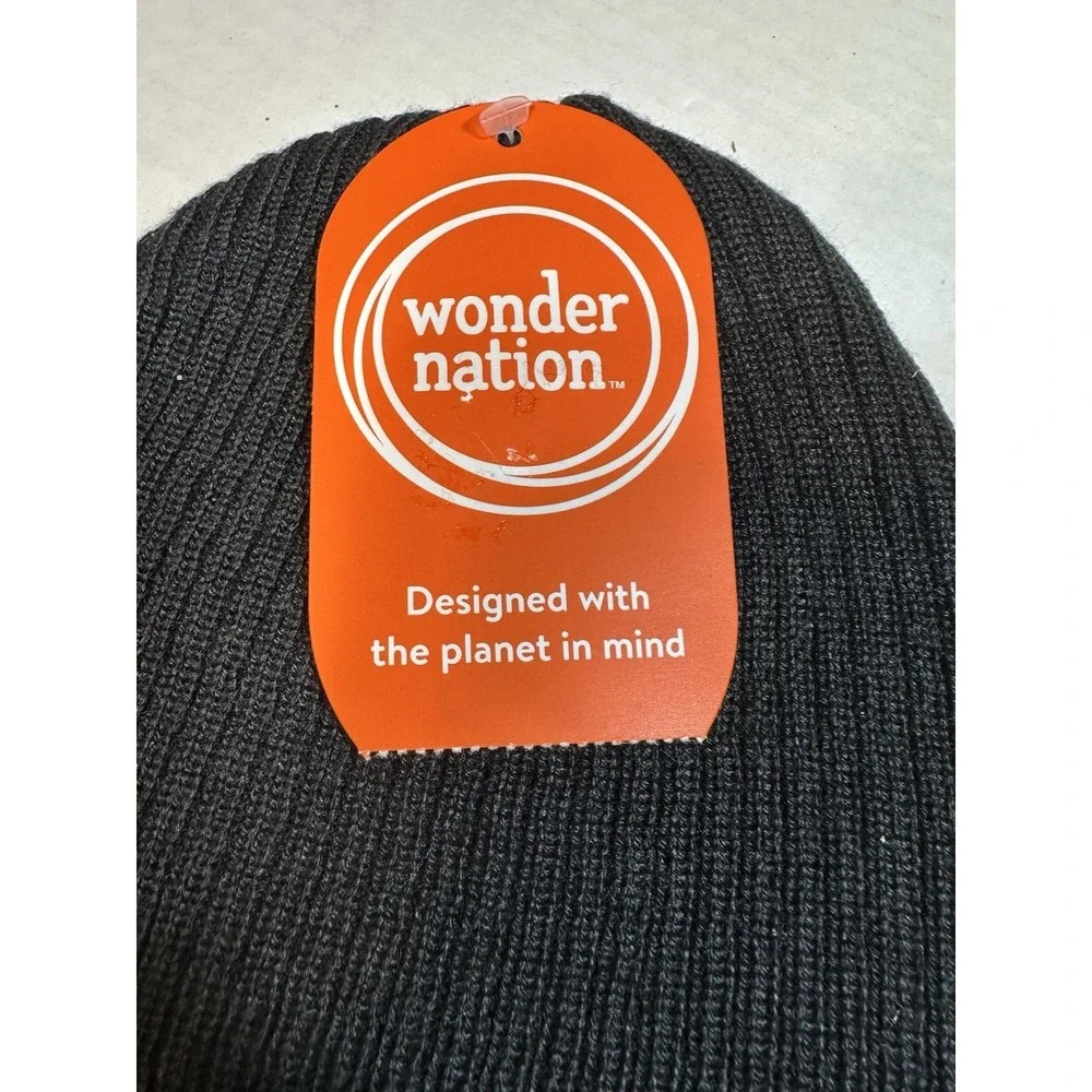 wonder nations kids‎ winter beanie hat knitted one size black